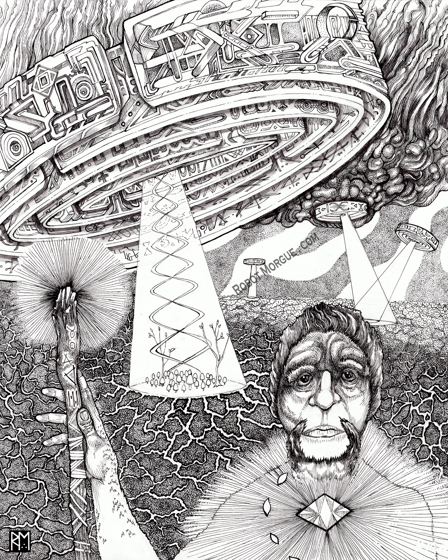 Ancestor - Ancient Aliens Wall Art — Prehistoric UFO Visitation Print
