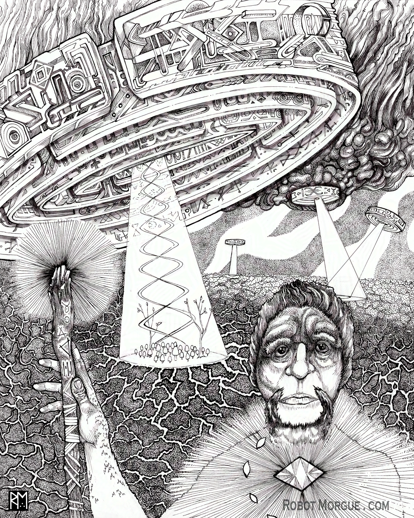 Ancestor - Ancient Aliens Wall Art — Prehistoric UFO Visitation Print