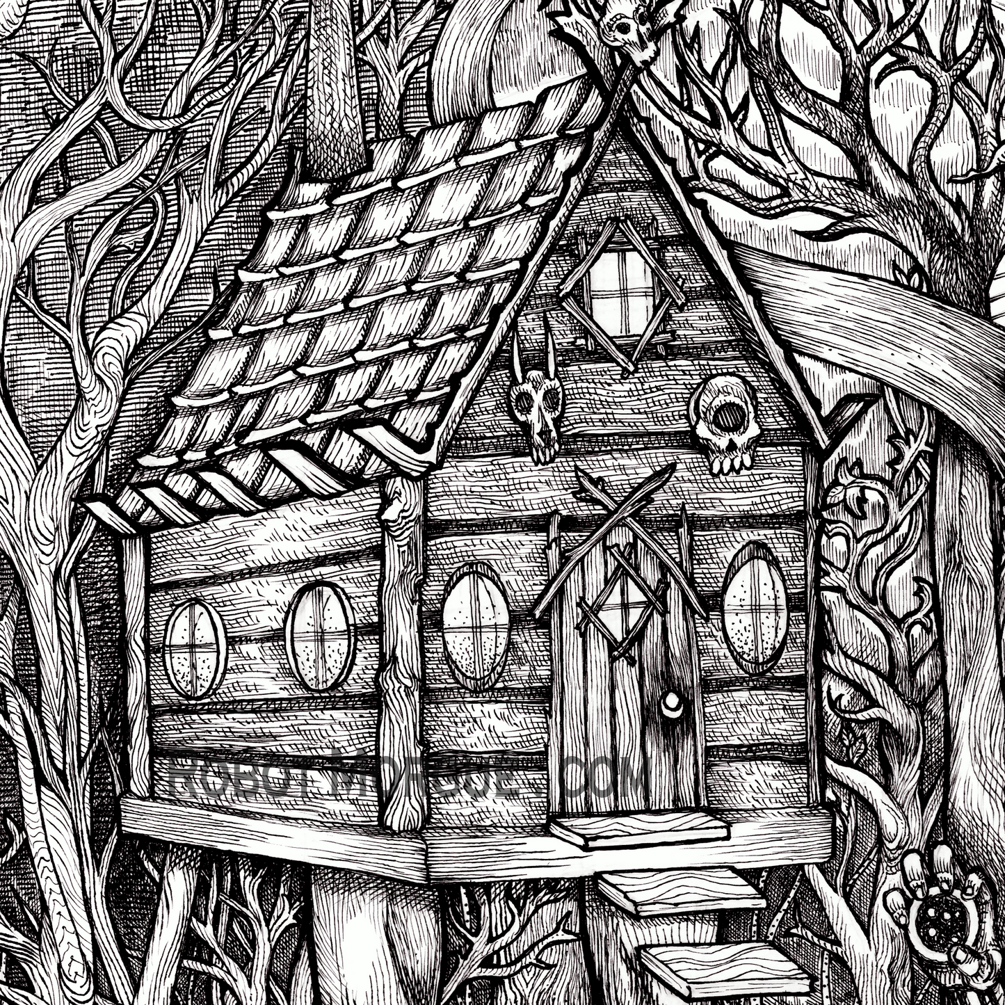 Baba Yaga's Minions — Slavic Folklore Fine Art Print | Folk Witch & Forest Creatures Poster