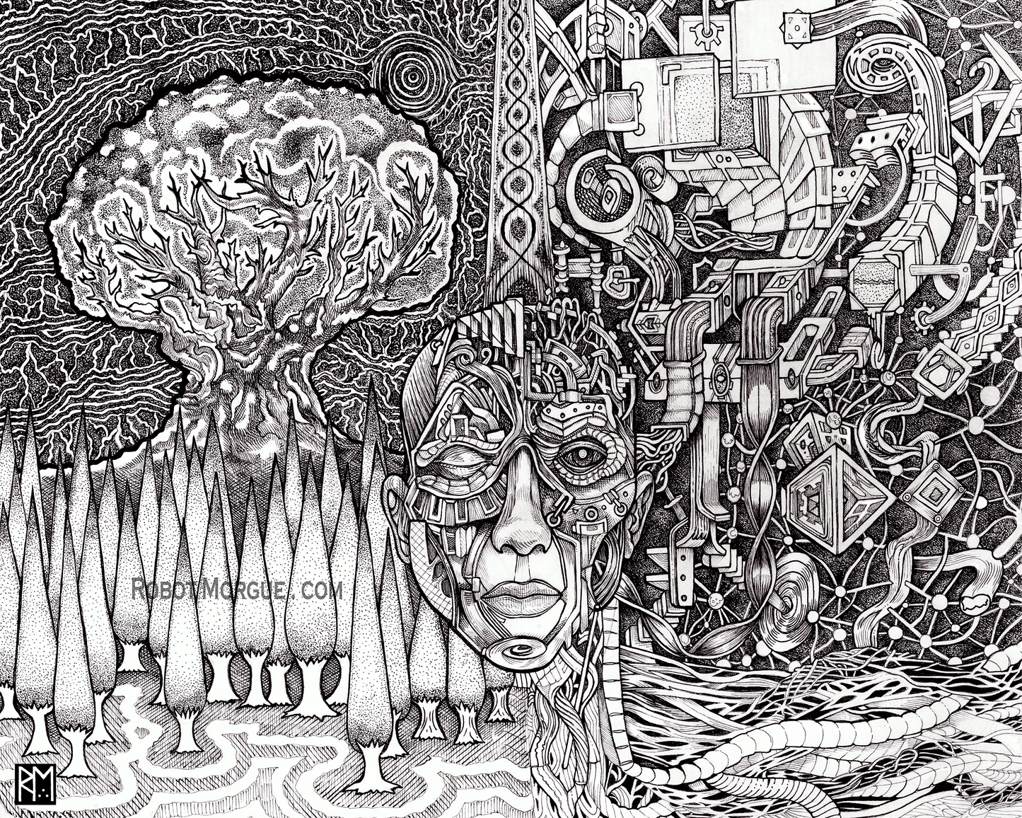 Mechanical Nature – Sci-Fi Art Print – Futuristic Biomechanical Wall Art