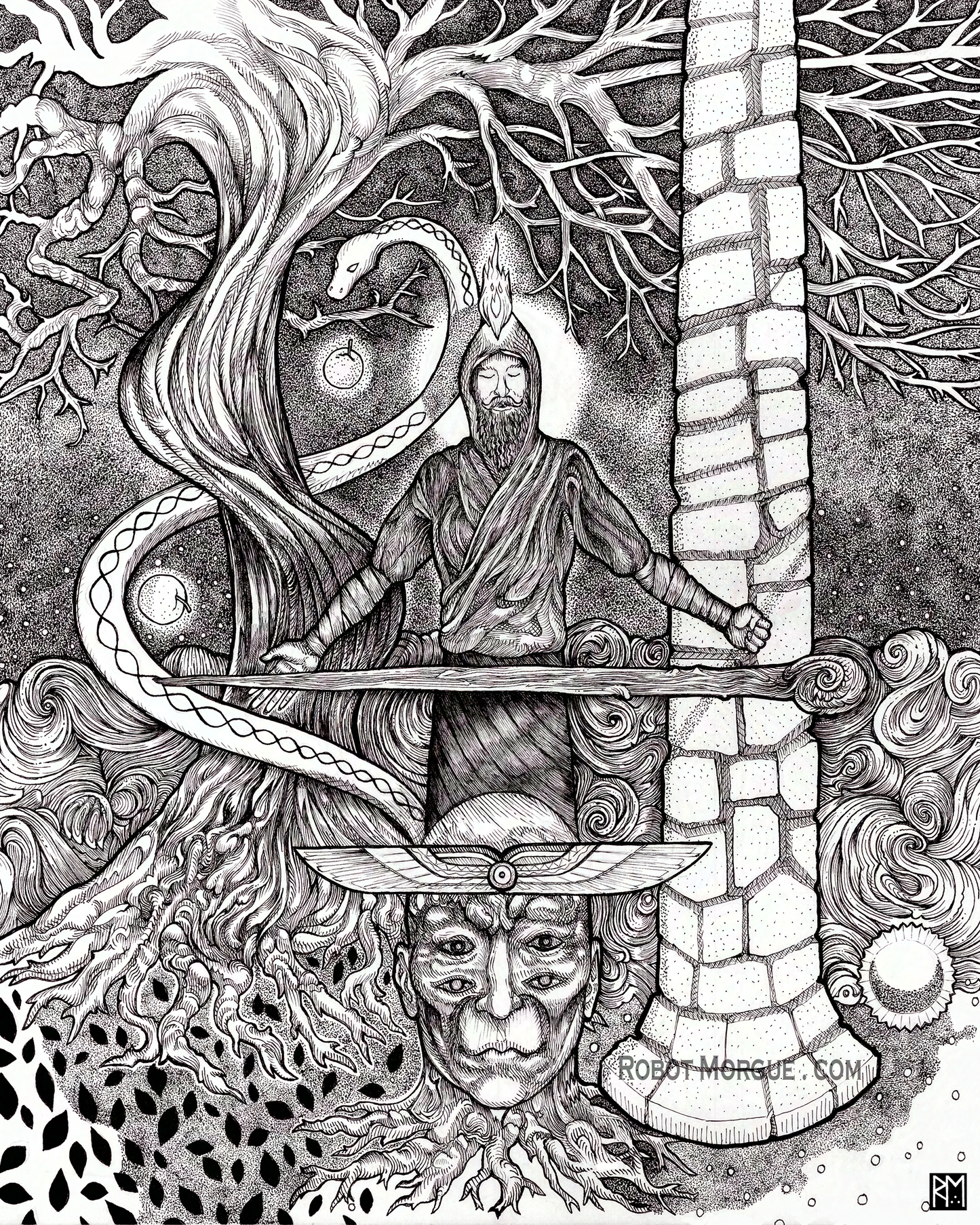 Pillars of Balance — Sacred Duality Fine Art Print | Equilibrium Wall Art