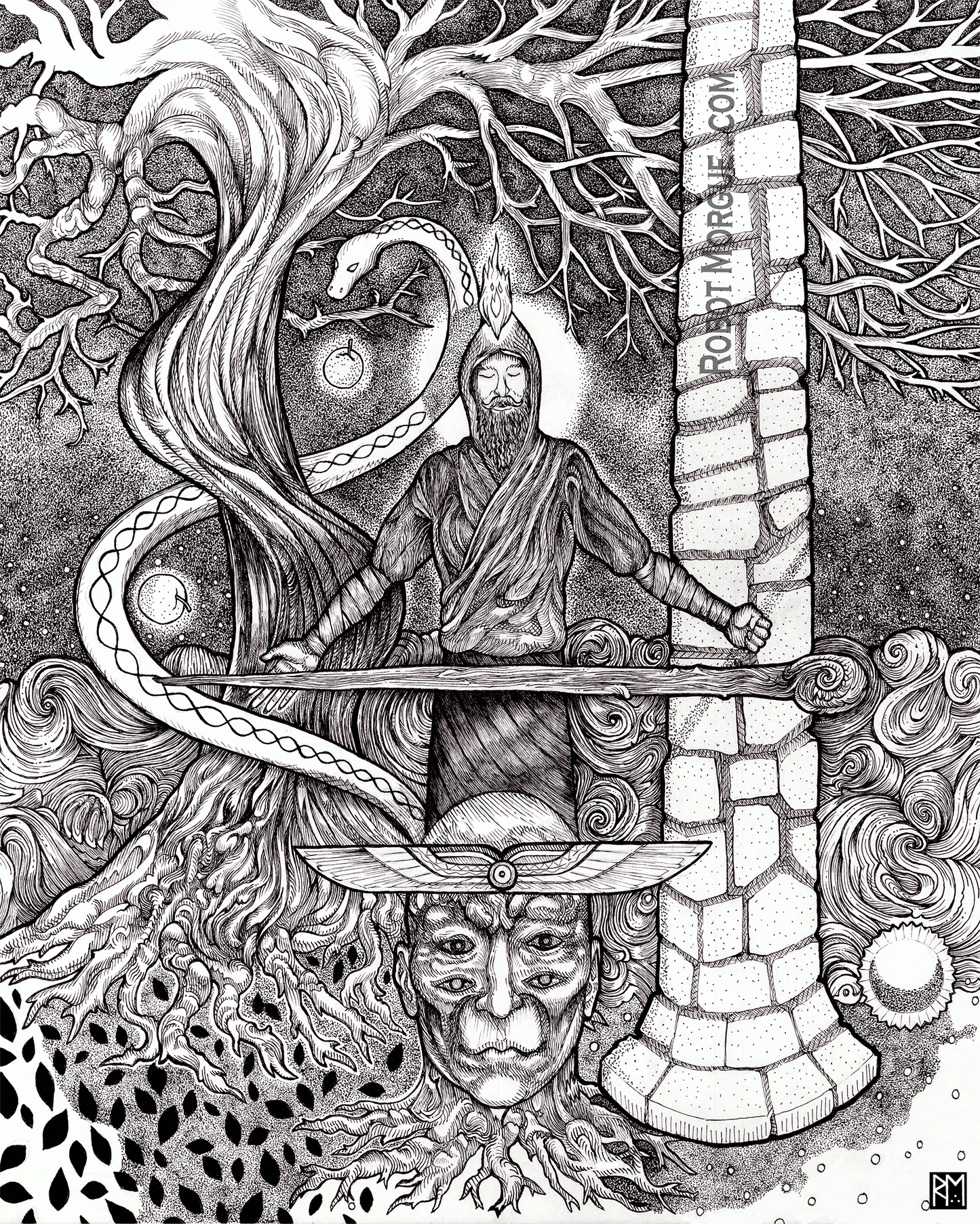 Pillars of Balance — Sacred Duality Fine Art Print | Equilibrium Wall Art